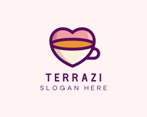 Coffee Cup Love Heart logo design