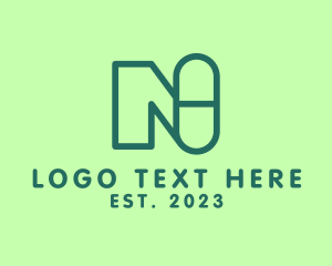 Green Pill Letter N logo design