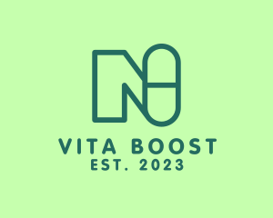 Vitamins - Green Pill Letter N logo design