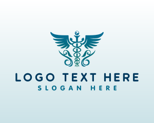 Snake - Caduceus Wings Hospital logo design