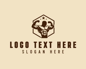 Muscular - Strong Fitness Trainer logo design