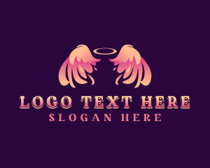 Heaven - Angel Wings Halo logo design