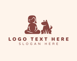 Boxer Dog - Girl Dog Pet logo design