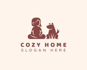 Domesticated - Girl Dog Pet logo design