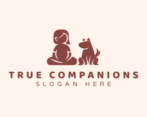 Friendship - Girl Dog Pet logo design