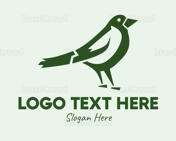 Green Sparrow Bird Logo