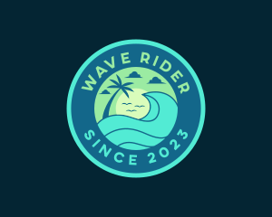 Surfing - Tropical Surfing Wave logo design