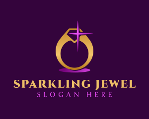 Gold Diamond Wedding Ring logo design