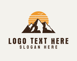Hiker - Rustic Sunset Mountain logo design