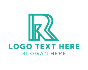Teal - Abstract Outline R logo design