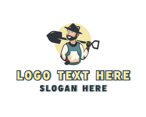 Shovel - Lawn Care Gardener Man logo design