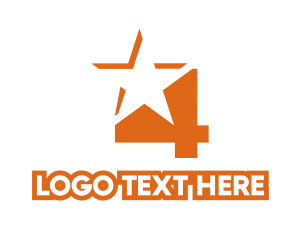 Shape - Orange Star Number 4 logo design