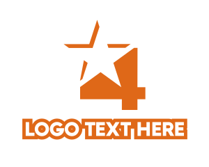 Number 4 - Orange Star Number 4 logo design