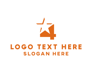 Shooting Star - Orange Star Number 4 logo design