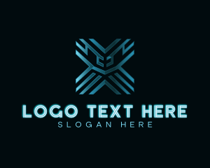 Futuristic Technology Letter X Logo