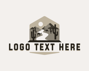 Hiking - Desert Mountain Adventure logo design