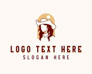 Cowgirl - Western Cowgirl Woman logo design