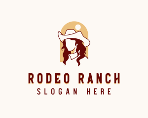 Western Cowgirl Woman logo design