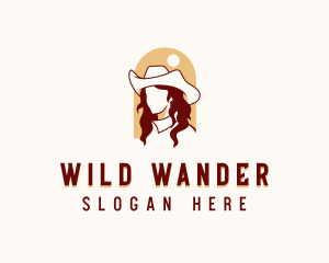 Western Cowgirl Woman logo design