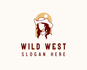 Western Cowgirl Woman logo design