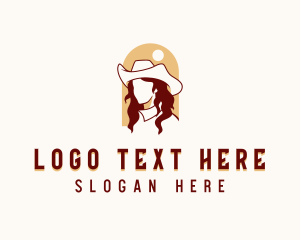 Texas - Western Cowgirl Woman logo design