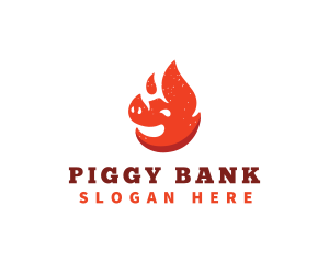 Pig - Roast Pig Fire logo design
