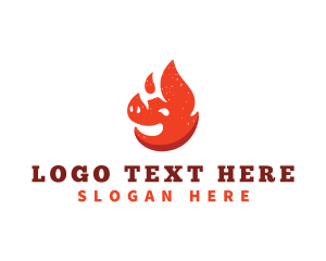 Barbecue - Roast Pig Fire logo design