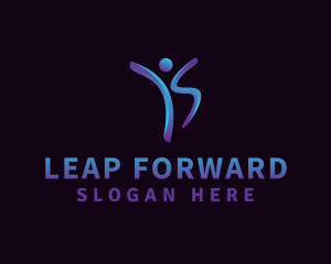Leap - Abstract People Athlete logo design