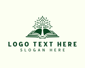 Teacher - Tree Book Knowledge logo design