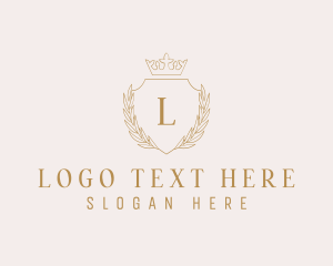 High End - Crown Wreath Shield logo design