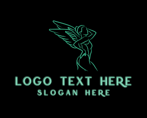 Lingerie - Neon Sexy Woman Wings logo design