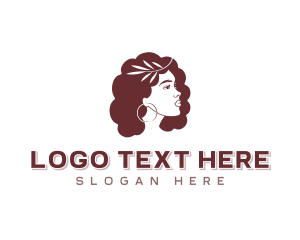 Woman - Curly Hair Hairdresser logo design