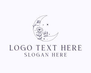 Wedding - Moon Floral Decoration logo design