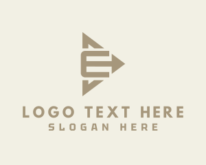 Shatter - Triangle Arrow Letter E logo design