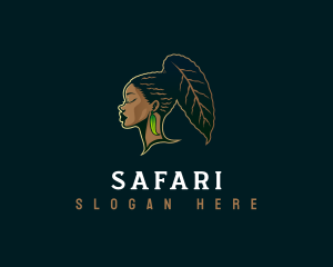 Leaf Woman Afro Logo