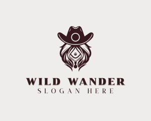 Western Cowgirl Woman logo design