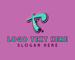Green And Pink - Modern Graffiti Letter T logo design
