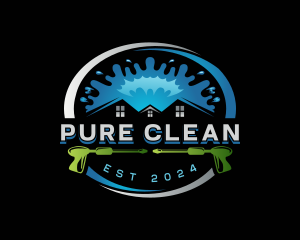 Power Wash Cleaning Roof logo design