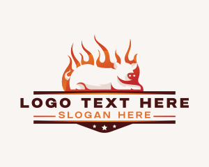 Steak Grill - Pork Flame Barbecue logo design