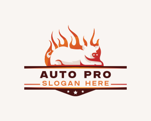 Roast - Pork Flame Barbecue logo design