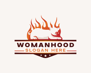 Roast - Pork Flame Barbecue logo design