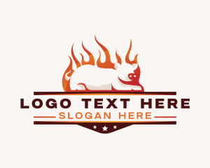 Pig - Pork Flame Barbecue logo design