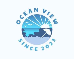 Ocean Sun Beach Sand logo design