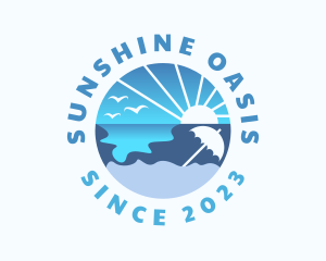 Ocean Sun Beach Sand logo design