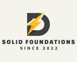 Powerplant - Electric Bolt Letter D logo design