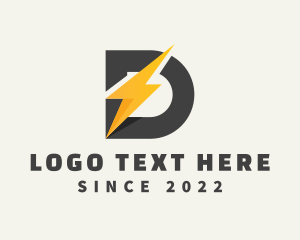 Black - Electric Bolt Letter D logo design