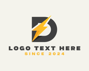 Powerplant - Electric Bolt Letter D logo design