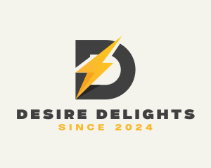 Electric Bolt Letter D logo design