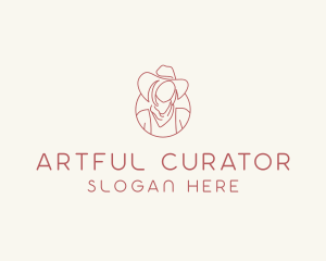 Cowgirl Farmer Woman logo design