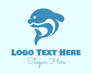 Ocean Animal - Blue Dolphin Tail logo design